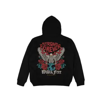 Strong Forever Siyah Oversize Unisex Kapüşonlu Sweatshirt Hoodie