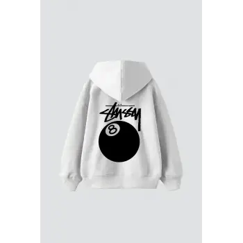 Sts. Eight Ball Baskılı Oversize Unisex Beyaz