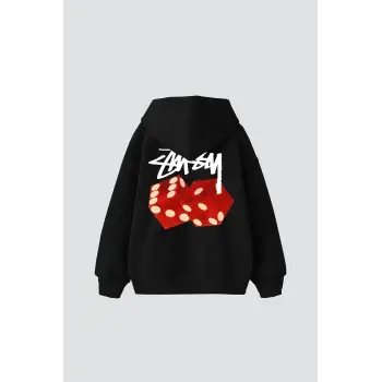 Sts Red Dıce Baskılı Oversize Unisex Siyah
