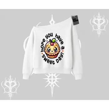 Sweet Day Cupcake Baskılı Kayık Yaka Sweatshirt