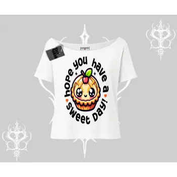 Sweet Day Cupcake Baskılı Kayık Yaka Tshirt
