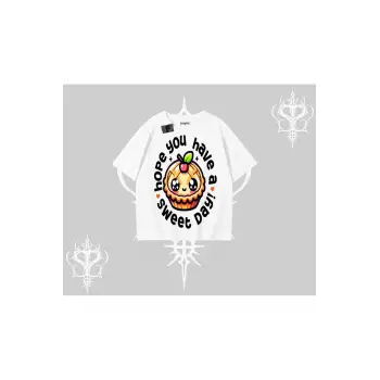 Sweet Day Cupcake Baskılı Oversize Tshirt