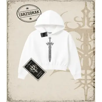 SWORD Kadın Crop Kapşonlu Sweatshirt