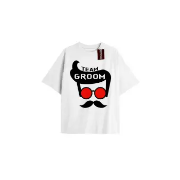 TEAM GROOM  Unisex Oversize Yazılı Tshirt BEYAZ