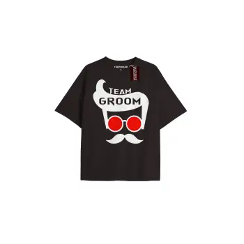 TEAM GROOM  Unisex Oversize Yazılı Tshirt SİYAH