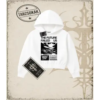 THE FUTURE Kadın Crop Kapşonlu Sweatshirt