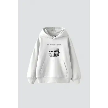 The Ineffable Truth Baskılı Oversize Unisex Premium Beyaz
