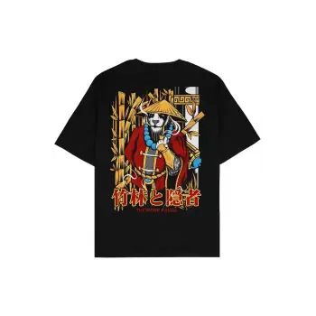 The Monk Panda Siyah Oversize Unisex T-shirt