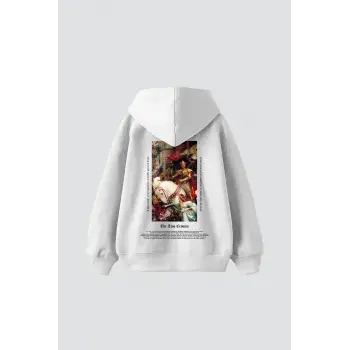 The Two Crowns Baskılı Oversize Unisex Premium Beyaz