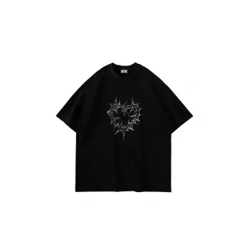 Thorny Heart Baskılı Oversize Unisex Siyah