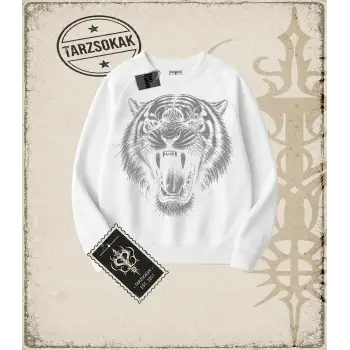 TIGER DarkArt   Oversize Unisex Bisiklet Yaka Sweatshirt