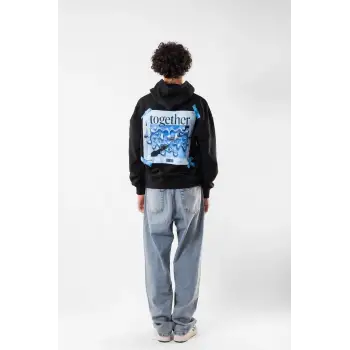 Together Baskılı Oversize Unisex Siyah