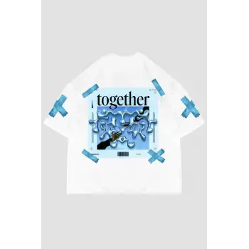 Together Sırt Baskılı Oversize Unisex Beyaz