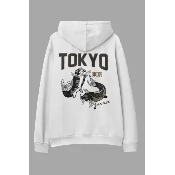 Tokyo Beyaz Oversize Kapüşonlu Sweatshirt