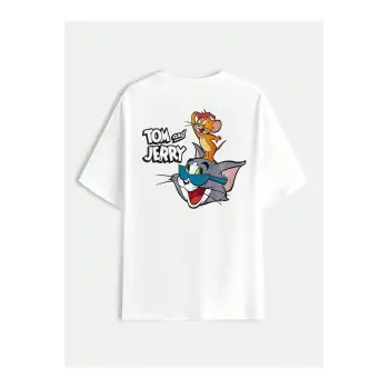 Tom Ve Jerry Baskılı Oversize Unisex T-Shirt