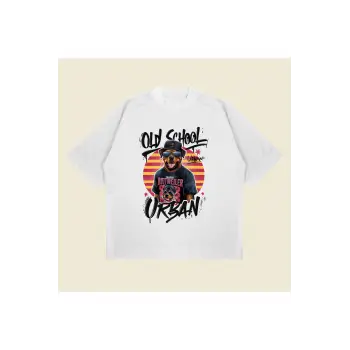 Trapdog Baskılı Oversize Unisex Pamuklu Nefes Alan Kalın Kumaşlı