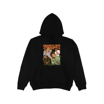 Travis Scott Siyah Oversize Unisex Kapüşonlu Sweatshirt Hoodie