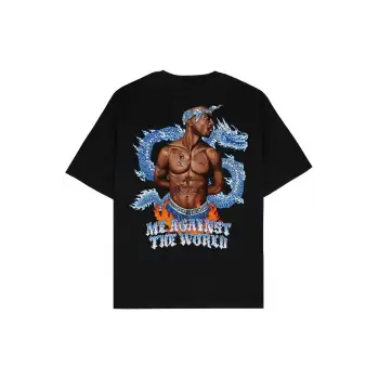 Tupac Siyah Oversize Unisex T-shirt