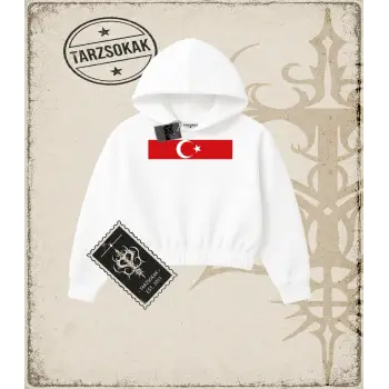 TÜRKİYE   Kadın Crop Kapşonlu Sweatshirt