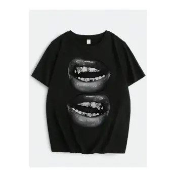 Two Lips Baskılı Unisex Oversize