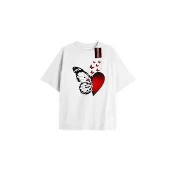Uçak Baskılı Oversize Kalıp Unisex T-shirt