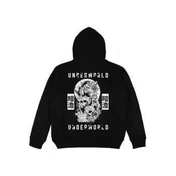 Underworld Siyah Oversize Unisex Kapüşonlu Sweatshirt Hoodie