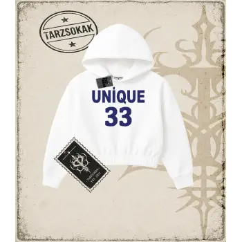 UNİQUE    Kadın Crop Kapşonlu Sweatshirt