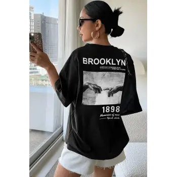 Unisex 1898 Brooklyn Baskılı T-shirt