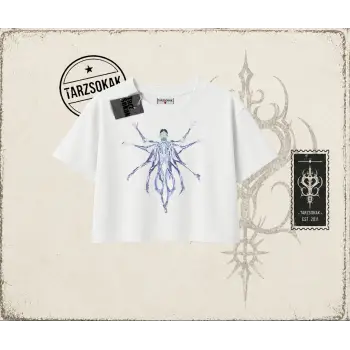 Unisex Alien Kadın Crop Tişört Beyaz