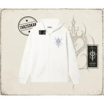 Unisex Alien Oversize Unisex Hırka & Çeket Fermuarlı Sweatshirt Beyaz