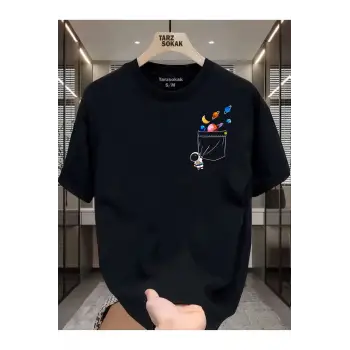 UNİSEX Astronot Minimalis Baskı T-shirt