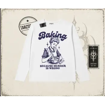 Unisex Baking Biskilet Yaka  Long Sleeve Beyaz