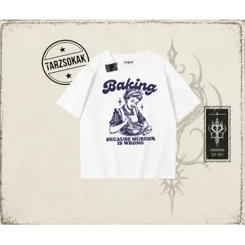 Unisex Baking Oversize Unisex Tişört Beyaz