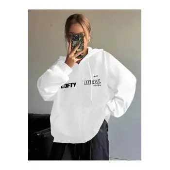 Unisex Basic Slim Fit Kapüşonlu Fermuarlı Cepli Sweatshirt Bebe Mavi BEBE MAVİ