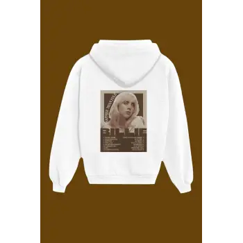 Unisex Beyaz Billie Eilish Sırt Baskılı Sweatshirt