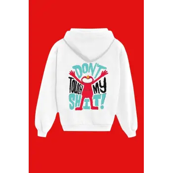 Unisex Beyaz Dont Touch My Shit Baskılı Sweatshirt