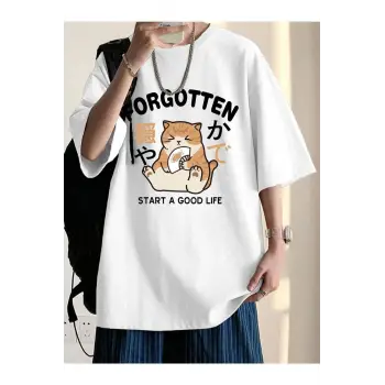 Unisex Beyaz Forgotten Oversize Bisiklet Yakak Tshirt
