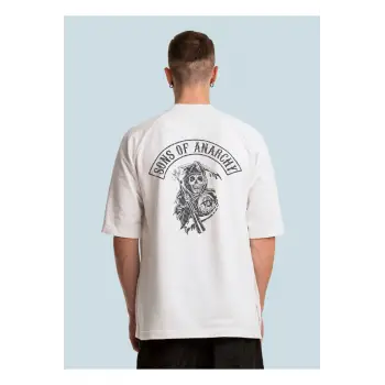 Unisex Beyaz Sons Of Anarchy Samcro Oversize Tişört
