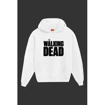 Unisex Beyaz The Walking Dead Baskılı Sweatshirt