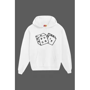 Unisex Beyaz Zar Baskılı Sweatshirt