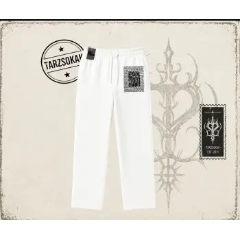 Unisex Blah Blah Blah Unisex Baggy Eşofman Altı Beyaz