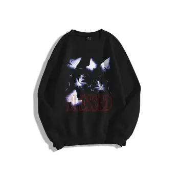 Unisex Blessed Bisiklet Yaka Sweatshirt Siyah