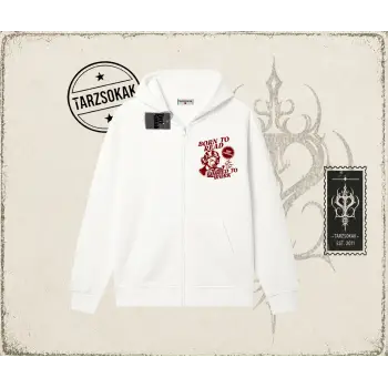 Unisex Born to Read Oversize Unisex Hırka & Çeket Fermuarlı Sweatshirt Beyaz