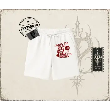 Unisex Born to Read Unisex Şort Beyaz