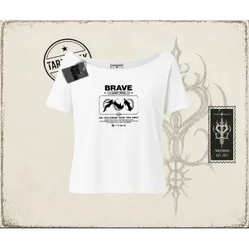 Unisex Brave Kadın Kayık Yaka Tişört Beyaz
