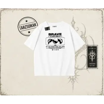Unisex Brave Oversize Unisex Tişört Beyaz