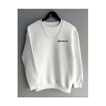 Unisex Brooklyn Baskılı Sweatshirt KPP-siyah-brooklyn