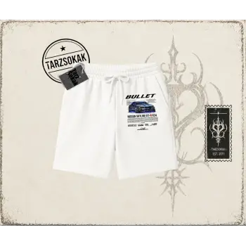 Unisex Bullet Fast and Furios v2 Unisex Şort Beyaz