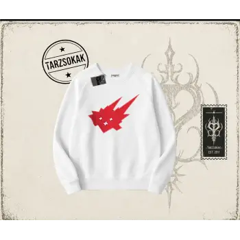 Unisex Cacti Travis Scott Oversize Unisex Bisiklet Yaka Sweatshirt Beyaz