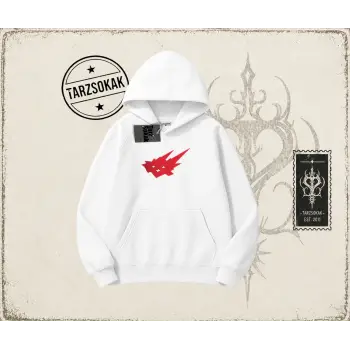 Unisex Cacti Travis Scott Oversize Unisex Kapşonlu Sweatshirt Beyaz